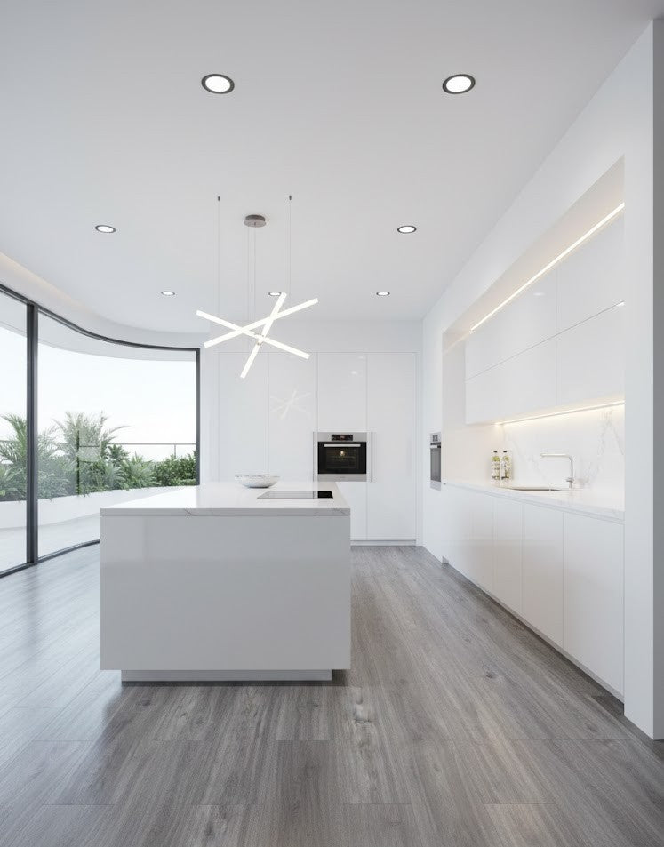 SPC waterproof flooring in a modern kitchen